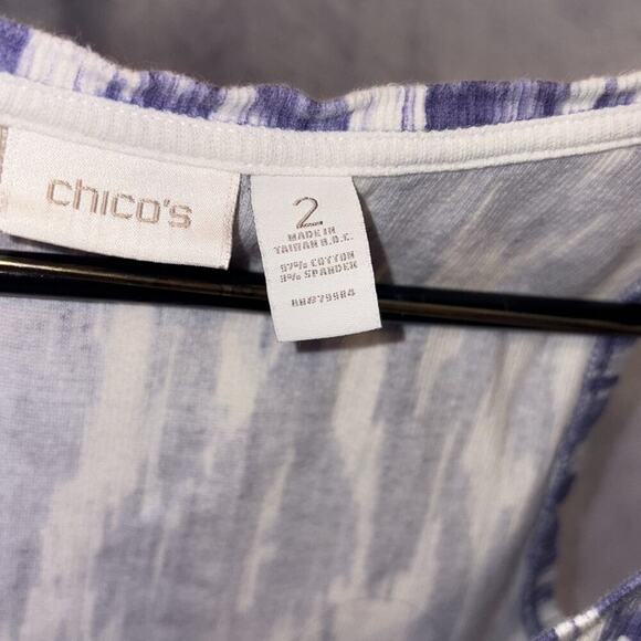 Chicos Blue and White Patterned Sleeveless Top Size 2 - Picture 6 of 6
